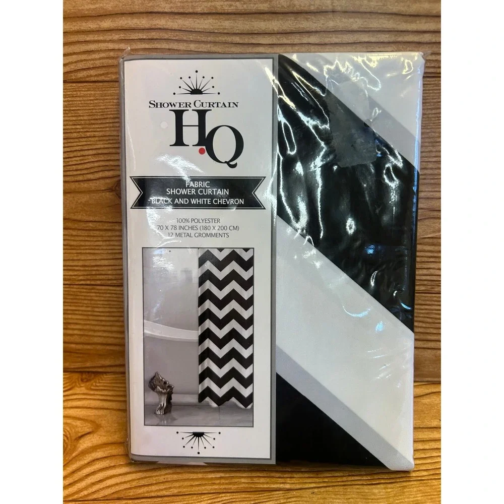 Black & White Chevron Fabric Shower Curtain 70